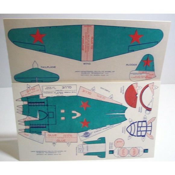 Airplane Toy Vintage Jack Armstrong Tru-Flite Model Russian Stormovik GM Cereal - Picture 4 of 10
